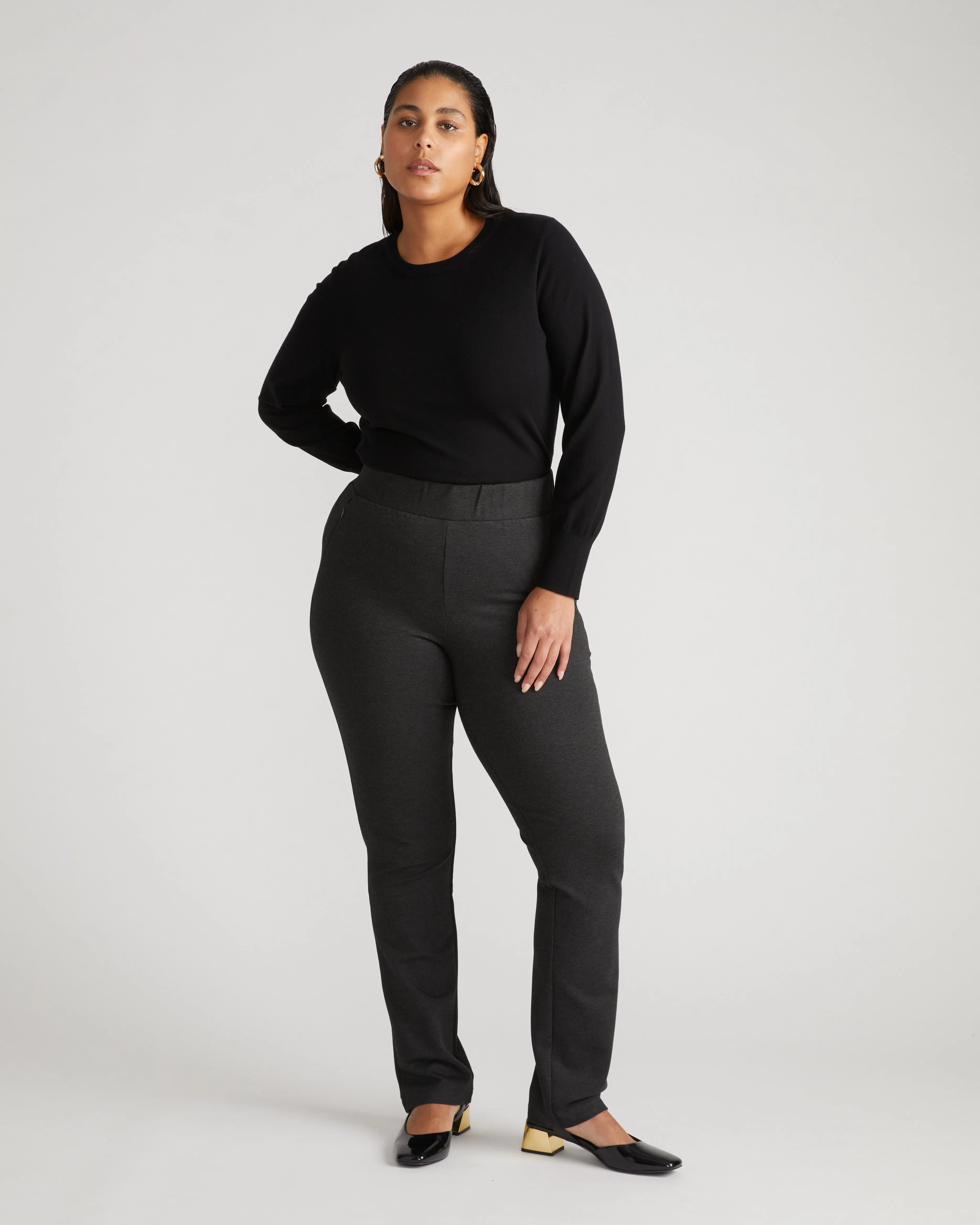 Smart Signature Ponte Pants Long - Charcoal