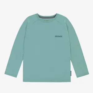 T-shirt turquoise à manches longues de coupe régulière, enfant || Turquoise long-sleeved t-shirt in a relaxed fit, child