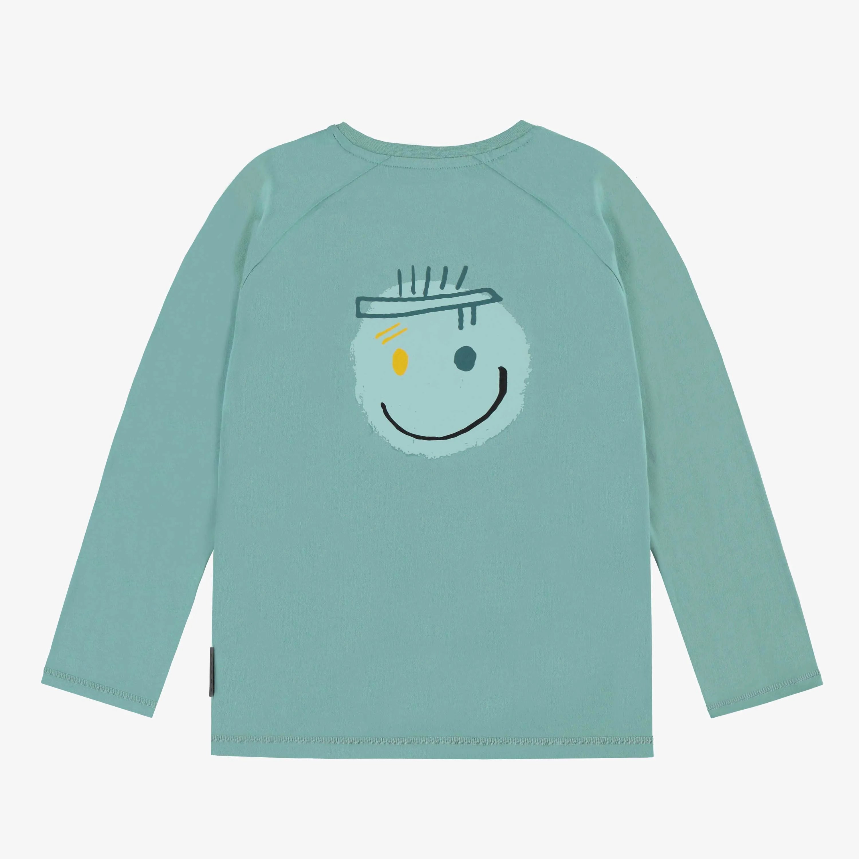 T-shirt turquoise à manches longues de coupe régulière, enfant || Turquoise long-sleeved t-shirt in a relaxed fit, child