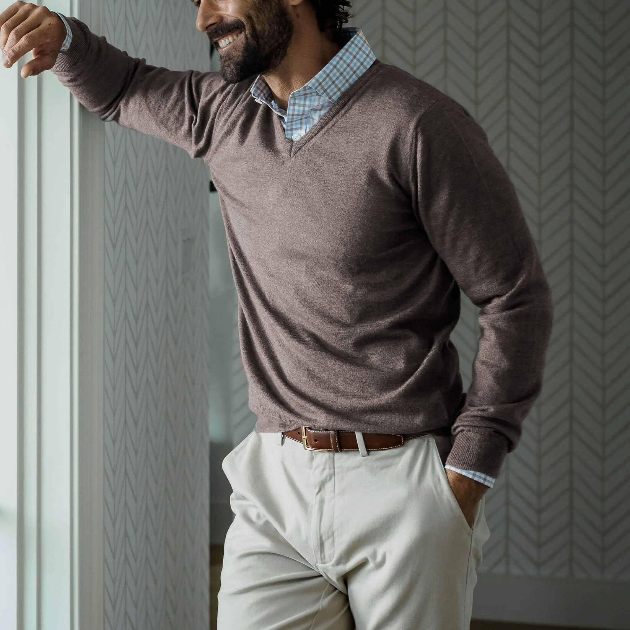 The Brown Heather Emmons V-Neck