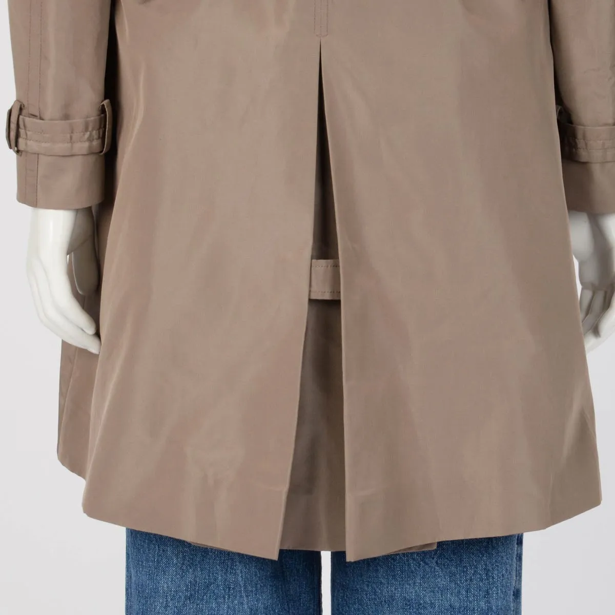 Valentino Taupe Silk Ruffle Front Trench Coat US 6