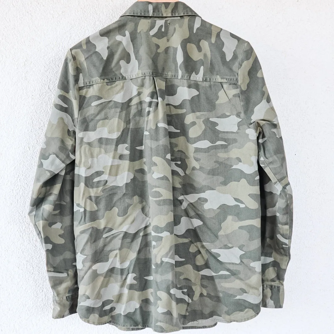 Vintage Military Utility Jacket with Vintage Huipil
