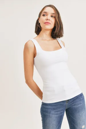 White Square Neck Crop Tank