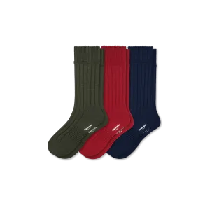 Women's Merino Cashmere Blend Rib Calf Sock 3-Pack
